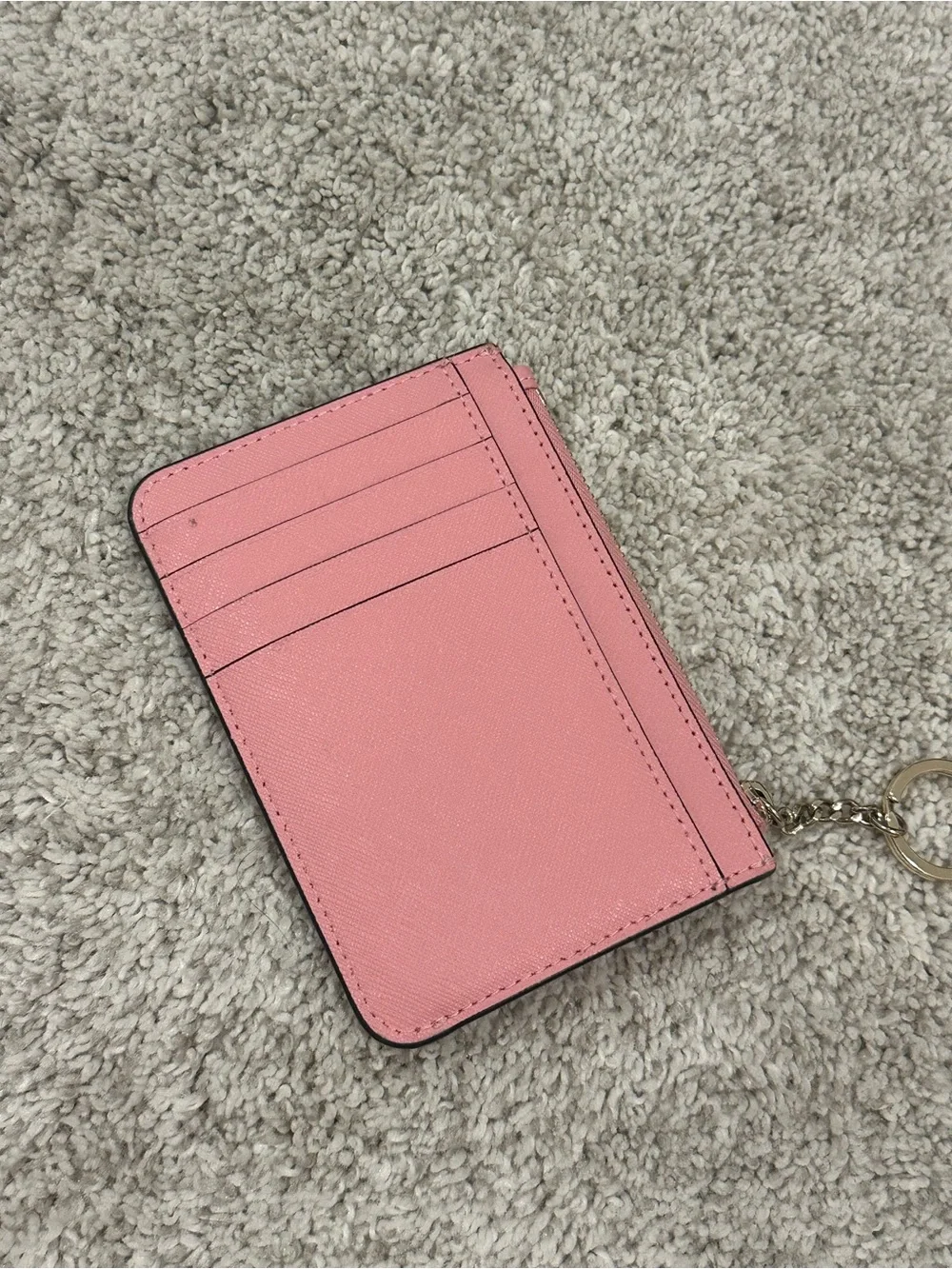 kate spade Pink Saffiano Zip Card Holder with Chain